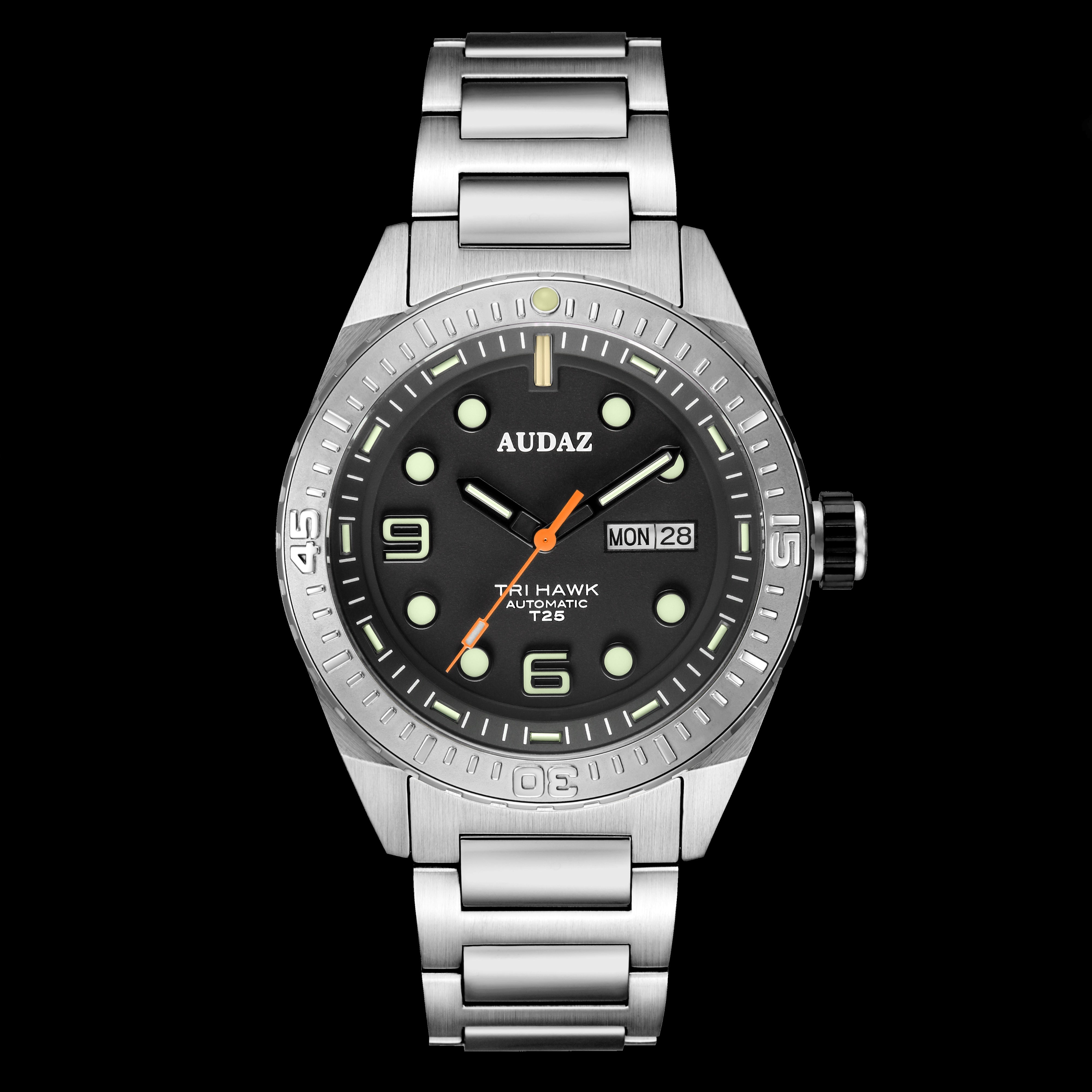 Tri-Hawk Dive Watches I Lume Dials with Tritium Tubes I Automatic - Audaz  Watches